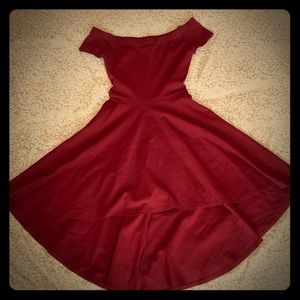 Burgundy High-low Dress